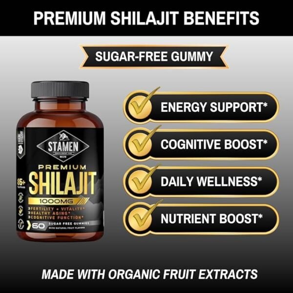 Stamen Shilajit Sugar-Free Gummies – 30,000mg, 60 Ct - Image 2